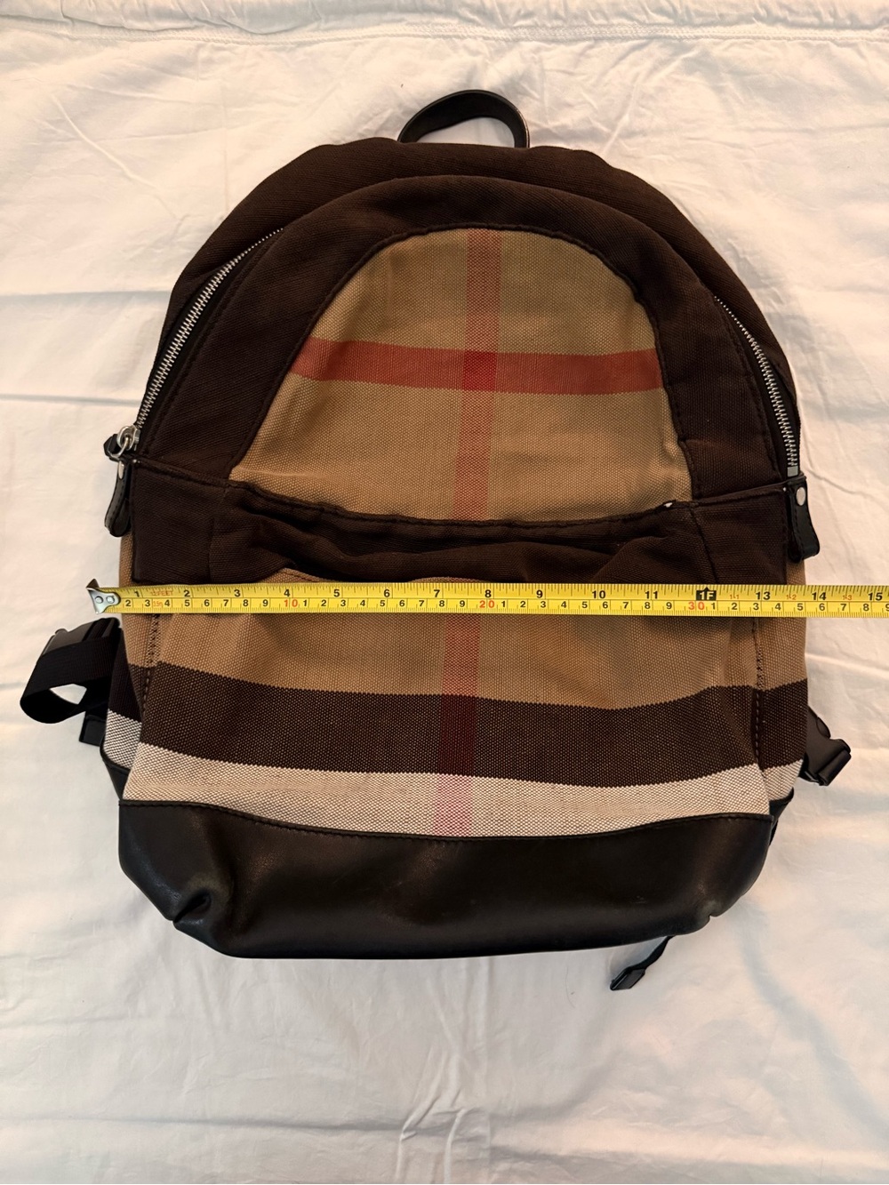 Burberry Brown and Tan Canvas Backpack with Plaid Accentv - Picture 13 of 14